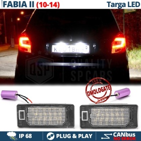 Placchette Luci Targa LED per Skoda FABIA II 5J Restyling (10-14) | 18 LED 100% CANbus 6500K Bianco Ghiaccio | Plug & Play