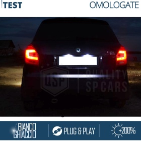 Placchette Luci Targa LED per Skoda FABIA II 5J Restyling (10-14) | 18 LED 100% CANbus 6500K Bianco Ghiaccio | Plug & Play