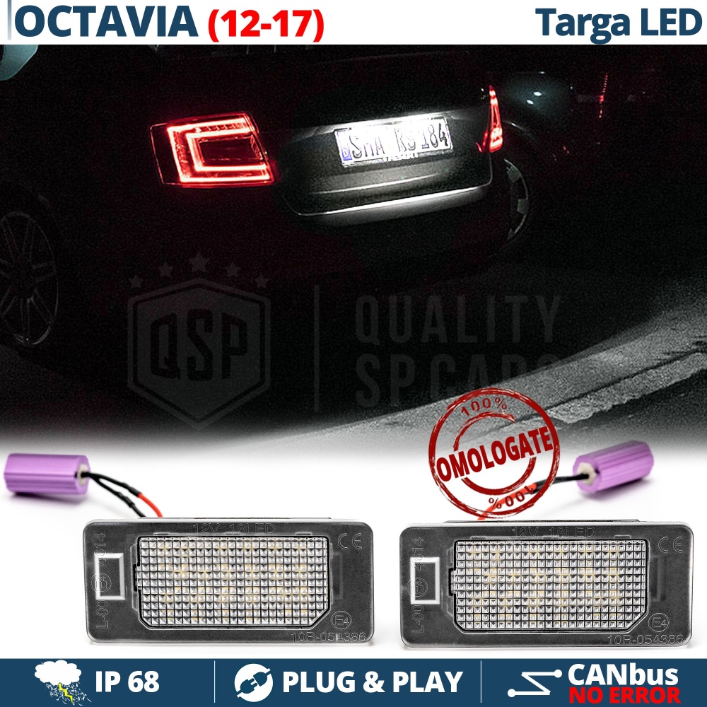 2 Luces de Matricula LED para Skoda OCTAVIA III (12-17) | 100% CANbus, 18 LED 6.500K Blanco Frío | Plug & Play 2 Luces de Matricula LED para Skoda OCTAVIA III (12-17) | 100% CANbus, 18 LED 6.500K Blanco Frío | Plug & Play