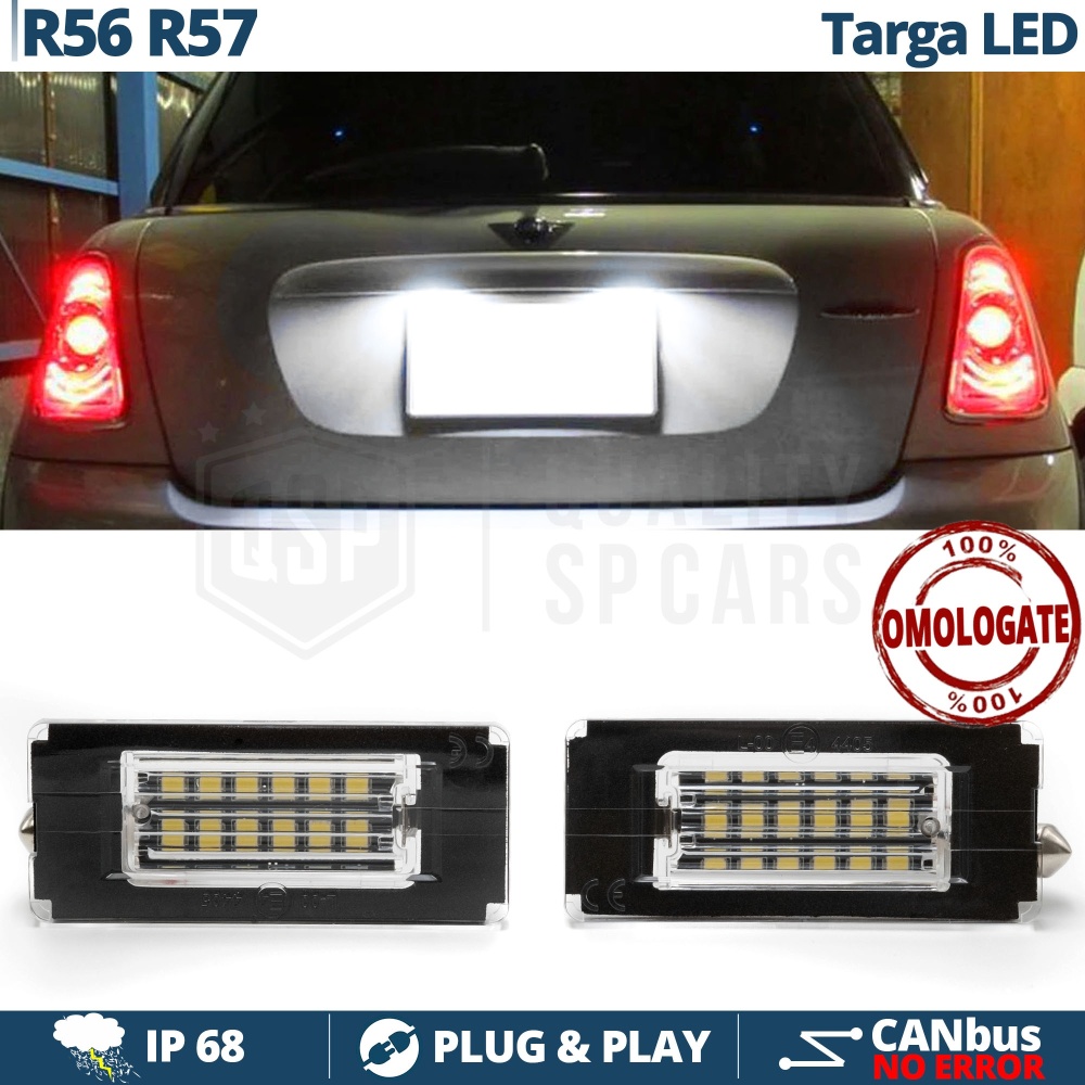 2 Luces de Matricula Led para MINI COOPER R56, R57 (06-13) | Canbus 18 Led 6.500K Blanco Frío, Plug & Play 2 Luces de Matricula Led para MINI COOPER R56, R57 (06-13) | Canbus 18 Led 6.500K Blanco Frío, Plug & Play