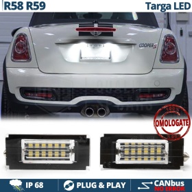 2 Luces de Matricula Led para MINI COUPÉ & ROADSTER R58, R59 (12-15) | Canbus 18 Led 6.500K Blanco Frío, Plug & Play