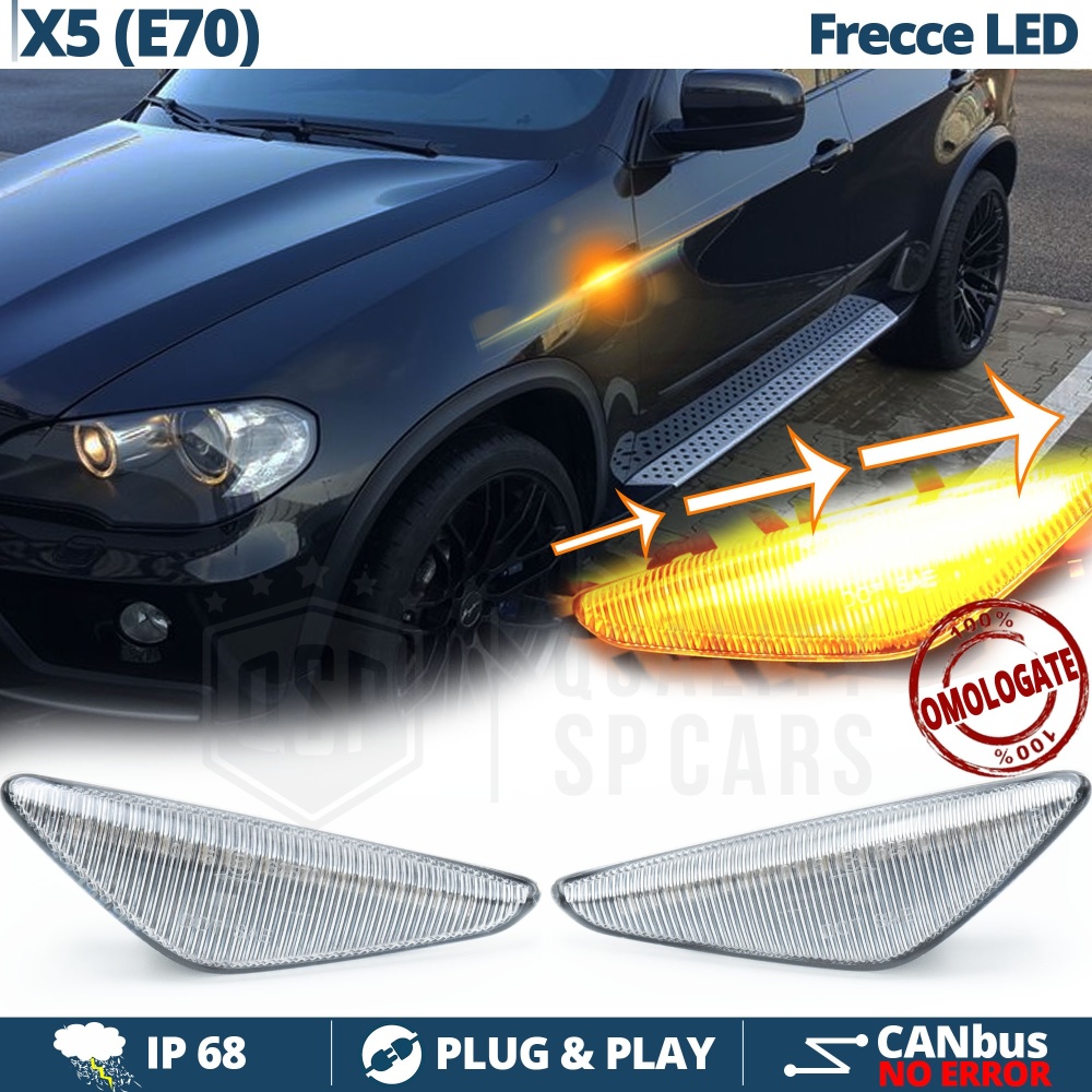 Intermitentes LED Secuenciales para BMW X5 E70 (06-13) | Coches Homologados, Lente Blanca, CANBUS No Error Intermitentes LED Secuenciales para BMW X5 E70 (06-13) | Coches Homologados, Lente Blanca, CANBUS No Error