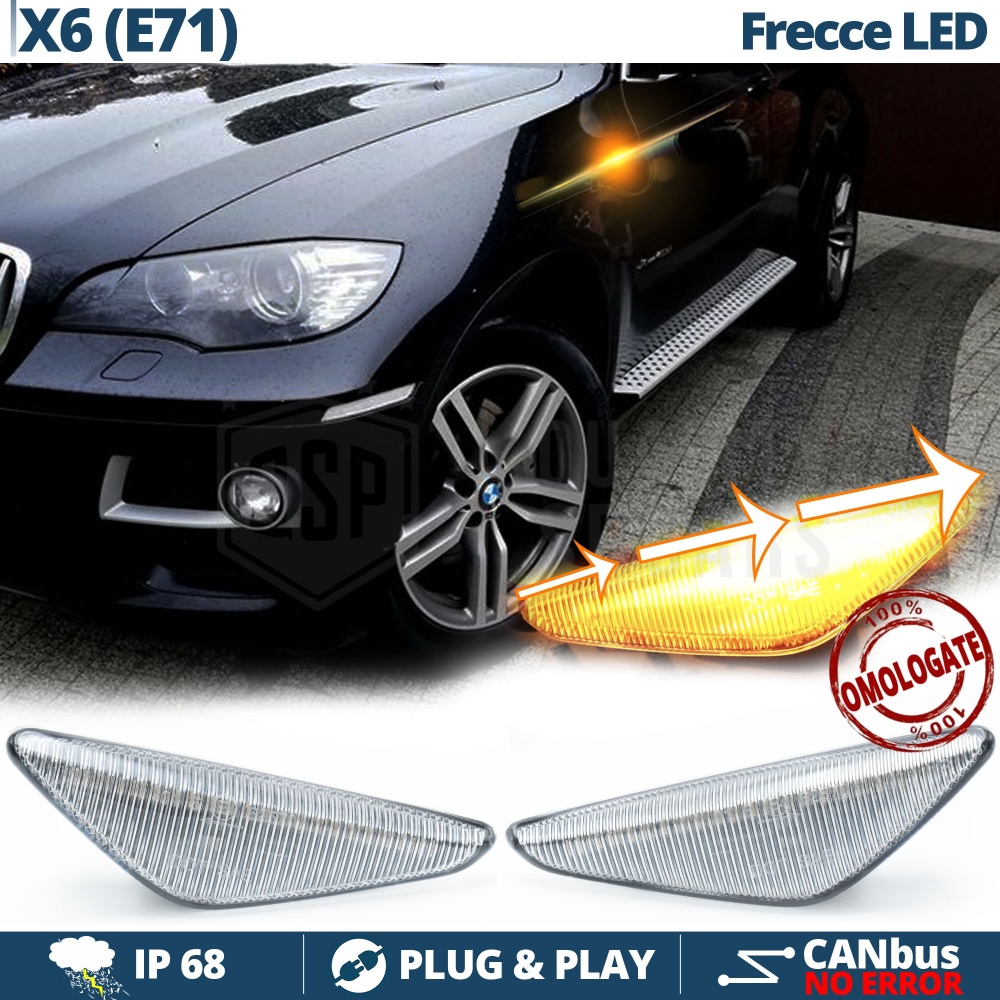 Intermitentes LED Secuenciales para BMW X6 E71 (08-14) | Coches Homologados, Lente Blanca, CANBUS No Error