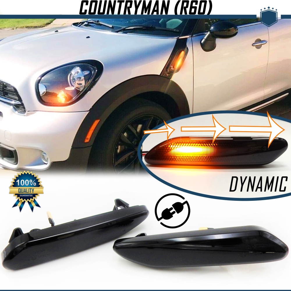 Frecce LED Nere Dinamiche Sequenziali per MINI COUNTRYMAN R60 (10-17) | Omologate, CANbus No Errori su CDB Frecce LED Nere Dinamiche Sequenziali per MINI COUNTRYMAN R60 (10-17) | Omologate, CANbus No Errori su CDB