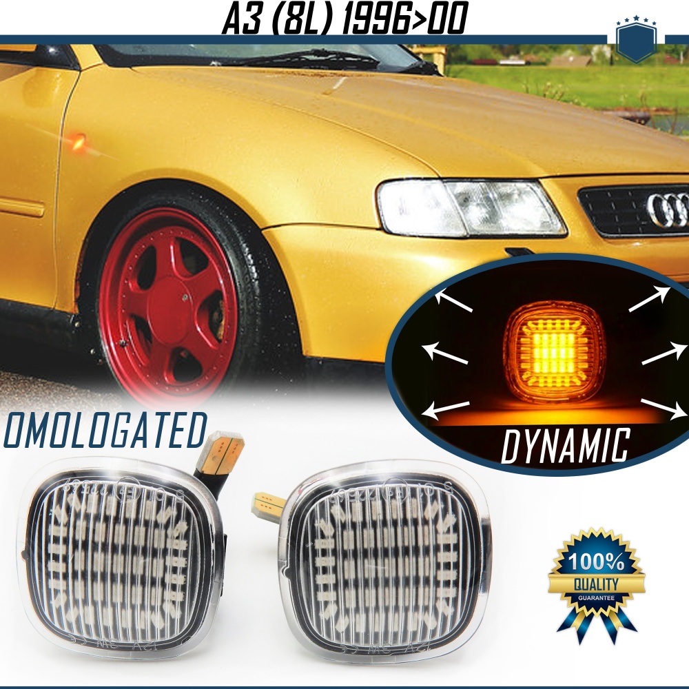 Intermitentes LED Secuenciales para AUDI A3 8L Pre-Facelift (96-00) | Homologados, Lente Blanca, CANBUS No Error Intermitentes LED Secuenciales para AUDI A3 8L Pre-Facelift (96-00) | Homologados, Lente Blanca, CANBUS No Error