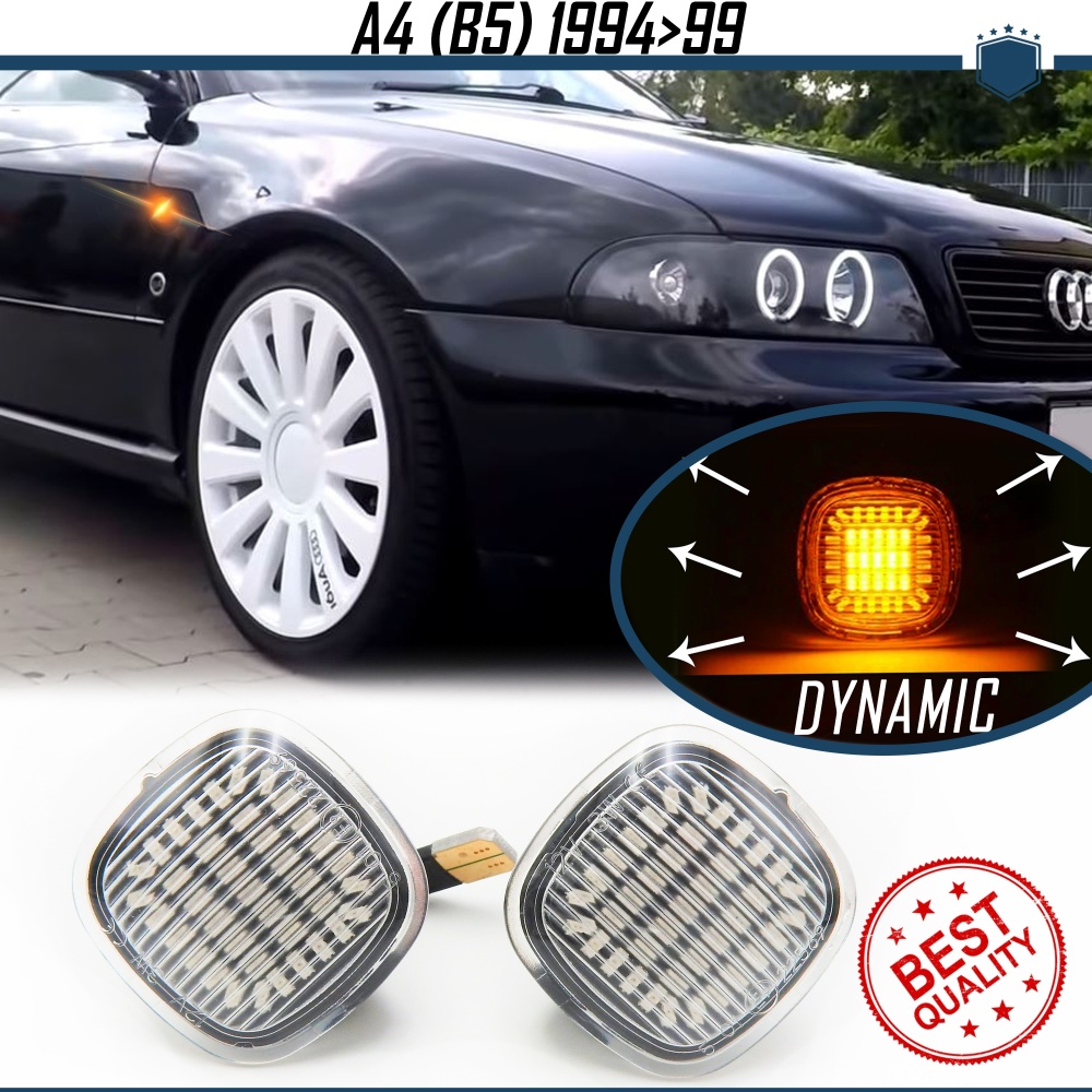 Intermitentes LED Secuenciales para AUDI A4 B5 Pre-Facelift (94-99) | Homologados, Lente Blanca, CANBUS No Error Intermitentes LED Secuenciales para AUDI A4 B5 Pre-Facelift (94-99) | Homologados, Lente Blanca, CANBUS No Error