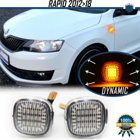 Intermitentes LED Secuenciales para SKODA RAPID (12-18) | Homologados, Lente Blanca, CANBUS No Error