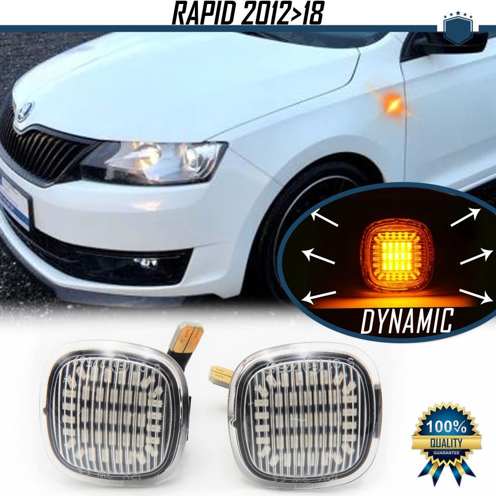 Intermitentes LED Secuenciales para SKODA RAPID (12-18) | Homologados, Lente Blanca, CANBUS No Error Intermitentes LED Secuenciales para SKODA RAPID (12-18) | Homologados, Lente Blanca, CANBUS No Error