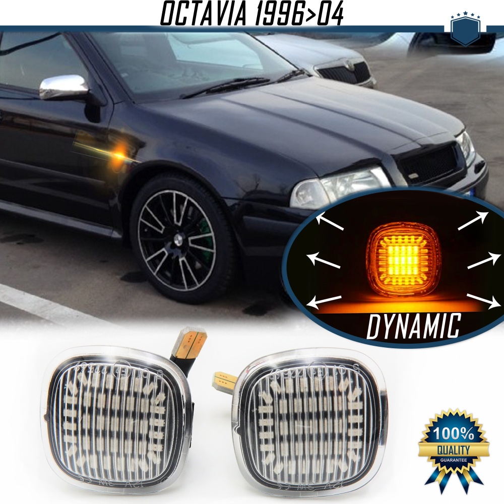 Intermitentes LED Secuenciales para SKODA OCTAVIA 1 | Homologados, Lente Blanca, CANBUS No Error Intermitentes LED Secuenciales para SKODA OCTAVIA 1 | Homologados, Lente Blanca, CANBUS No Error