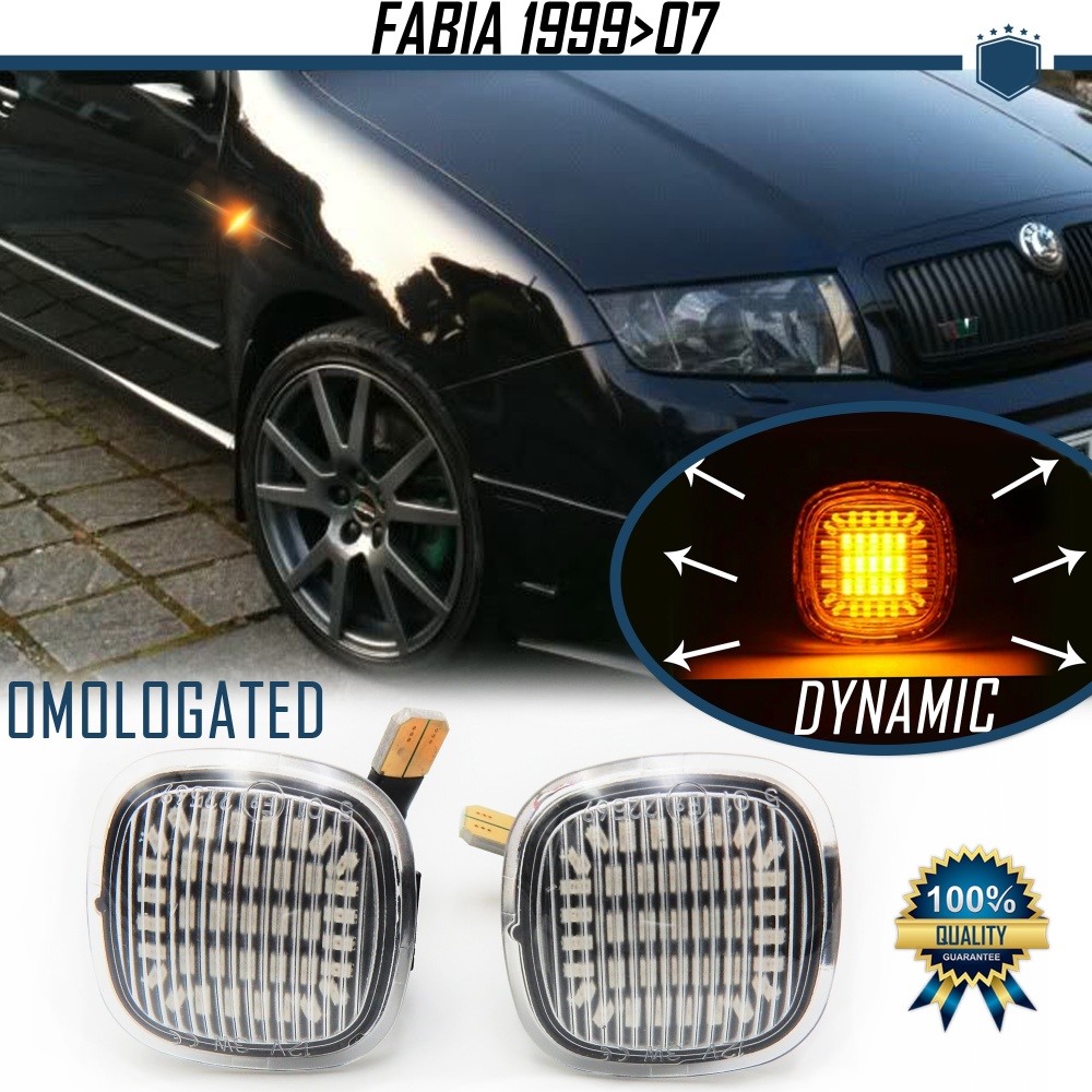 Intermitentes LED Secuenciales para SKODA FABIA 6Y (99-07) | Homologados, Lente Blanca, CANBUS No Error Intermitentes LED Secuenciales para SKODA FABIA 6Y (99-07) | Homologados, Lente Blanca, CANBUS No Error