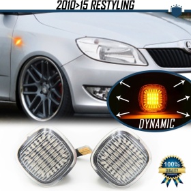 Intermitentes LED Secuenciales para SKODA FABIA II Restyling, ROOMSTER | Homologados, Lente Blanca, CANBUS No Error