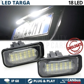 2 Luces de Matricula LED para MERCEDES C, SL, CLK CANBUS 18 LED 6.500K BLANCO FRIO Plug & Play