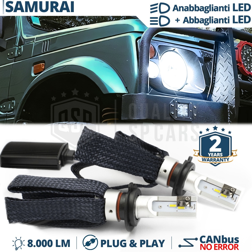 Kit LED H4 para SUZUKI SAMURAI Luces de Cruce + Carretera | 6500K 8000LM CANbus