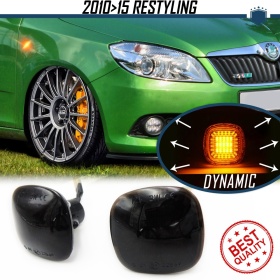 Intermitentes NEGRA LED Secuenciales para SKODA FABIA 2 Facelift, ROOMSTER | Homologados, CANBUS No Error