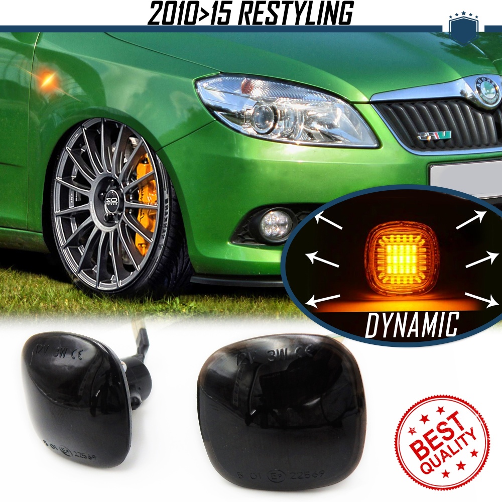 Intermitentes NEGRA LED Secuenciales para SKODA FABIA 2 Facelift, ROOMSTER | Homologados, CANBUS No Error Intermitentes NEGRA LED Secuenciales para SKODA FABIA 2 Facelift, ROOMSTER | Homologados, CANBUS No Error