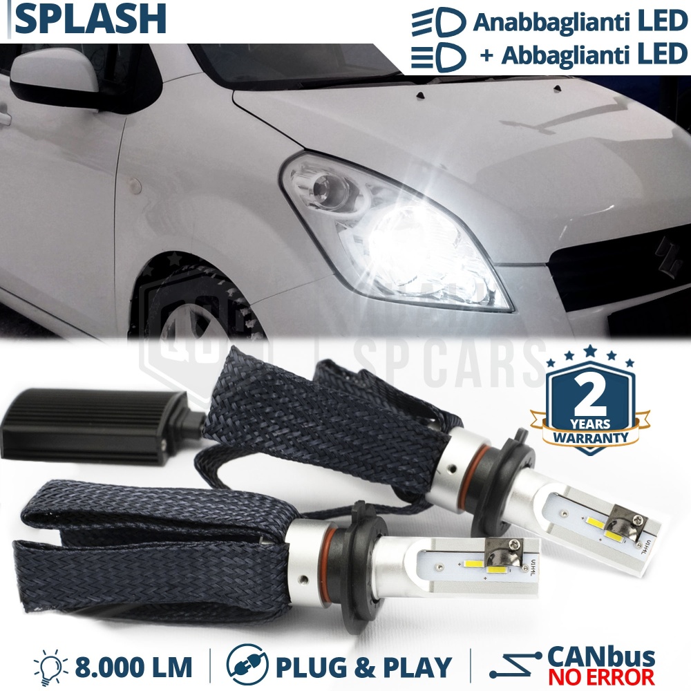 Kit LED H4 para SUZUKI SPLASH Luces de Cruce + Carretera | 6500K 8000LM CANbus