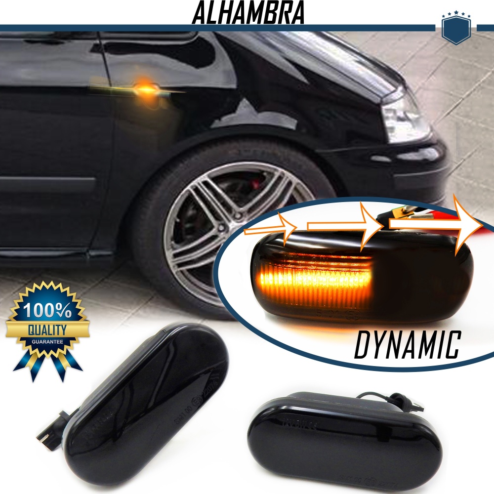 X2 Intermitentes LED Secuenciales para SEAT ALHAMBRA I (96-10) | Homologados, CANBUS No Error, Lente NEGRA X2 Intermitentes LED Secuenciales para SEAT ALHAMBRA I (96-10) | Homologados, CANBUS No Error, Lente NEGRA