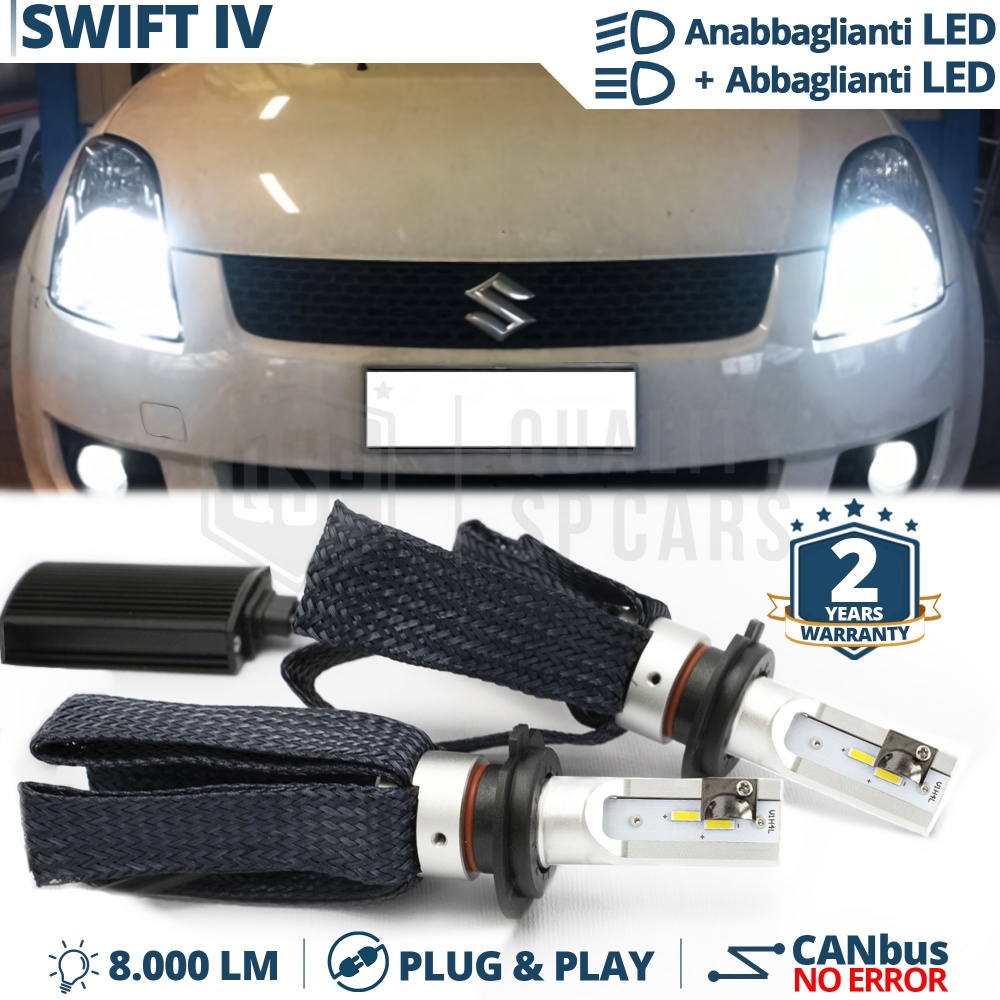 Kit LED H4 para SUZUKI SWIFT 4 Luces de Cruce + Carretera | 6500K 8000LM CANbus