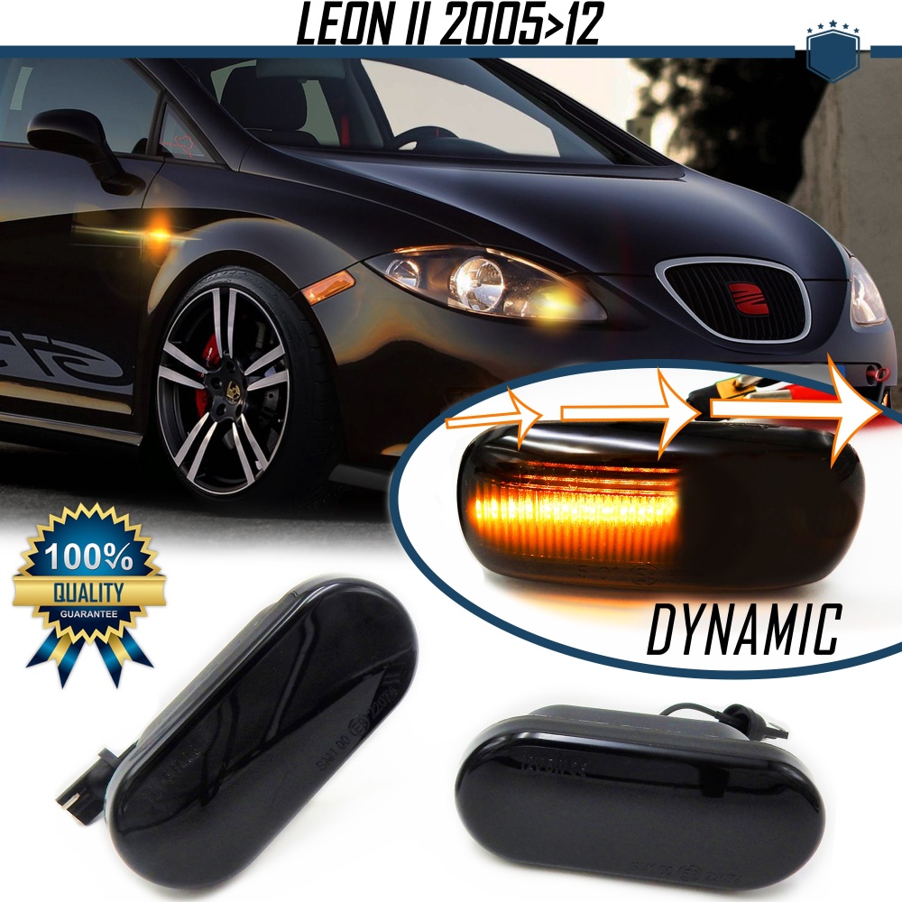 X2 Intermitentes LED Secuenciales para SEAT LEON 1P (05-12) | Homologados, CANBUS No Error, Lente NEGRA X2 Intermitentes LED Secuenciales para SEAT LEON 1P (05-12) | Homologados, CANBUS No Error, Lente NEGRA