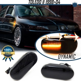 X2 Intermitentes LED Secuenciales para SEAT TOLEDO 2 (98-04) | Homologados, CANBUS No Error, Lente NEGRA