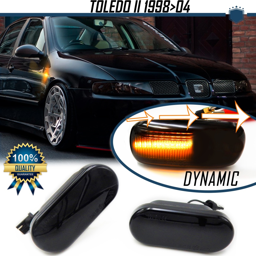 X2 Intermitentes LED Secuenciales para SEAT TOLEDO 2 (98-04) | Homologados, CANBUS No Error, Lente NEGRA X2 Intermitentes LED Secuenciales para SEAT TOLEDO 2 (98-04) | Homologados, CANBUS No Error, Lente NEGRA