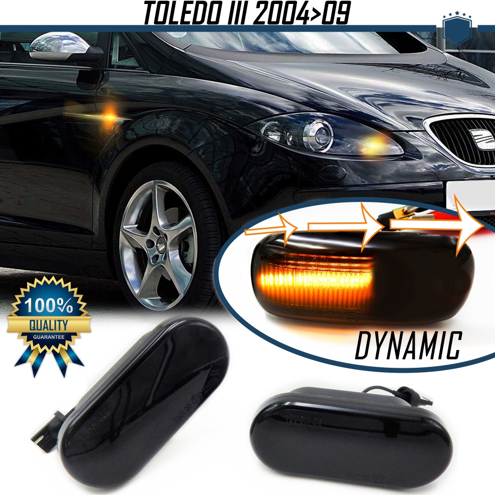 Frecce LED Sequenziali per SEAT TOLEDO 3 (04-09) | Laterali Dinamiche Omologate, CANbus No Error, Lente Nera Frecce LED Sequenziali per SEAT TOLEDO 3 (04-09) | Laterali Dinamiche Omologate, CANbus No Error, Lente Nera