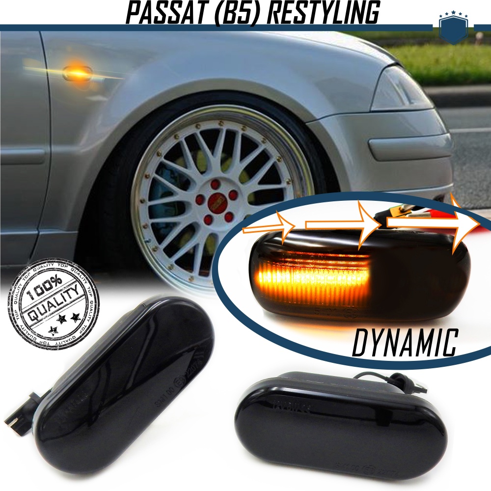X2 Intermitentes LED Secuenciales para VW PASSAT B5 Facelift (01-05) | Homologados, CANBUS No Error, Lente NEGRA X2 Intermitentes LED Secuenciales para VW PASSAT B5 Facelift (01-05) | Homologados, CANBUS No Error, Lente NEGRA