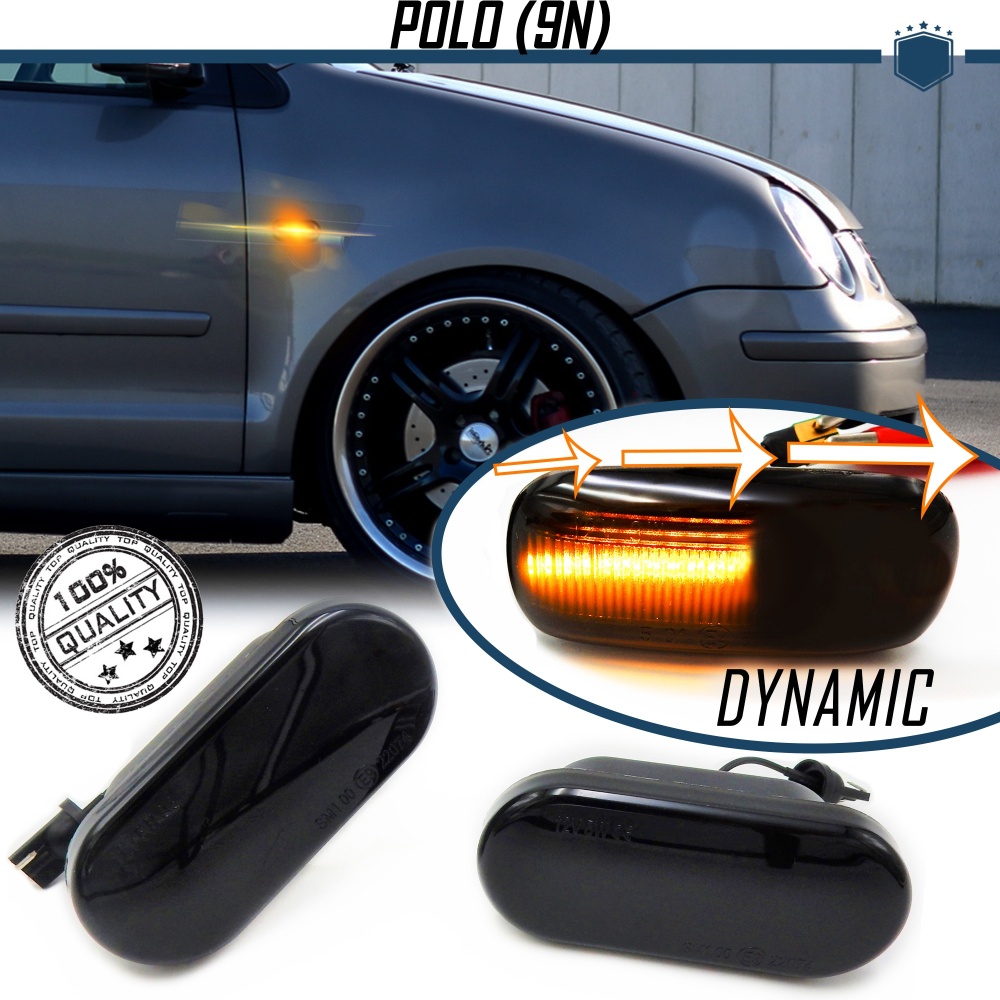 Frecce LED Sequenziali per VW POLO 9N (01-09) | Laterali Dinamiche Omologate, CANbus No Error, Lente Nera Frecce LED Sequenziali per VW POLO 9N (01-09) | Laterali Dinamiche Omologate, CANbus No Error, Lente Nera