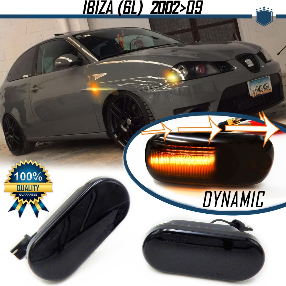 X2 Intermitentes LED Secuenciales para SEAT IBIZA 3 6L | Homologados, CANBUS No Error, Lente NEGRA X2 Intermitentes LED Secuenciales para SEAT IBIZA 3 6L | Homologados, CANBUS No Error, Lente NEGRA