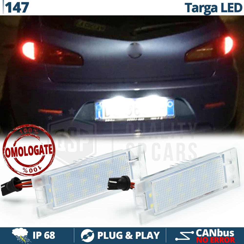 Placchette Luci Targa FULL LED per Alfa Romeo 147 (00-10) | CANbus NO Errori | 18 LED Luce Potente BIANCO GHIACCIO Placchette Luci Targa FULL LED per Alfa Romeo 147 (00-10) | CANbus NO Errori | 18 LED Luce Potente BIANCO GHIACCIO