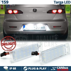 Luci Targa LED per Alfa Romeo 159 (05-11) | Placchette Complete CANbus NO Errori | 18 LED Luce Potente BIANCO GHIACCIO
