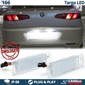 Luci Targa LED per Alfa Romeo 166 (98-07) | Placchette Complete CANbus NO Errori | 18 LED Luce Potente BIANCO GHIACCIO