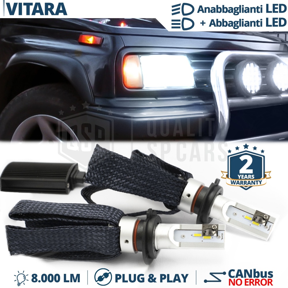 Kit LED H4 para SUZUKI VITARA 88-98 Luces de Cruce + Carretera | 6500K 8000LM CANbus