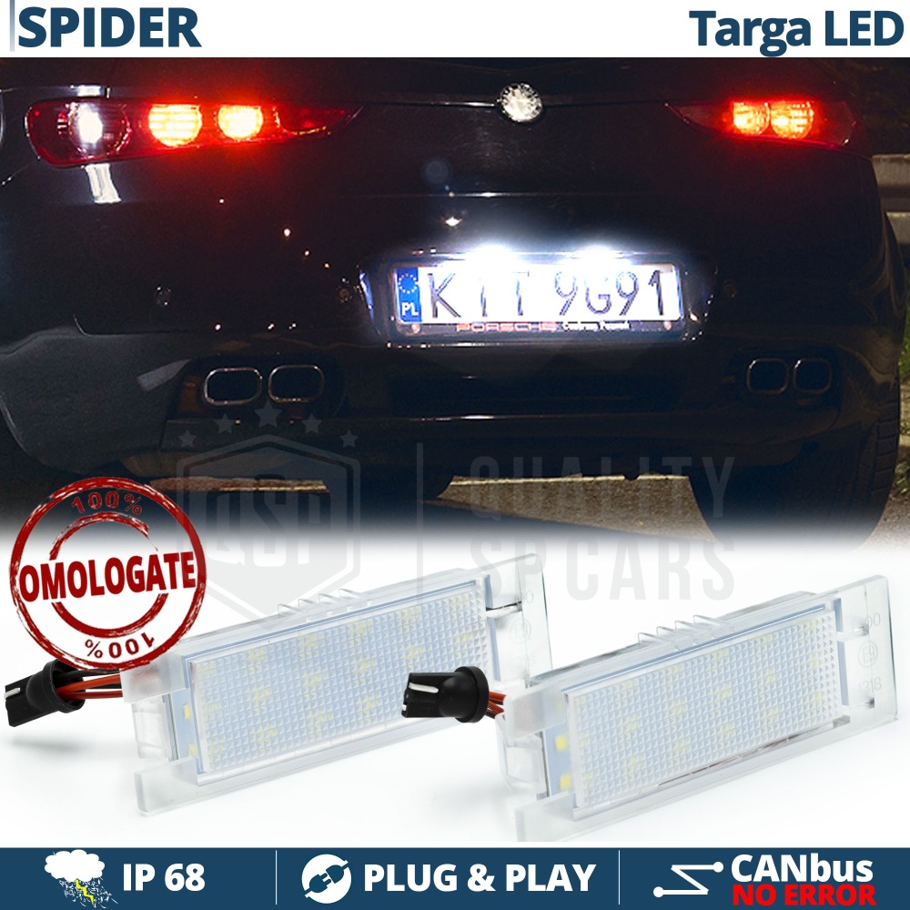 2 Luces de Matricula LED para Alfa Romeo SPIDER 939 (06-10) | CANBUS 18 LED 6.500K BLANCO FRIO Plug & Play 2 Luces de Matricula LED para Alfa Romeo SPIDER 939 (06-10) | CANBUS 18 LED 6.500K BLANCO FRIO Plug & Play