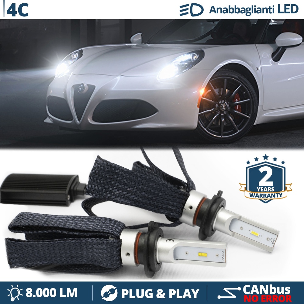 Kit LED H7 para Alfa Romeo 4C Luces de Cruce CANbus | 6500K Blanco Frío 8000LM