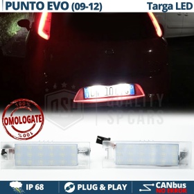 2 License Plate FULL LED for FIAT PUNTO EVO 199 (09-12) | CANBUS 18 LEDS 6.500K White ICE Plug & Play
