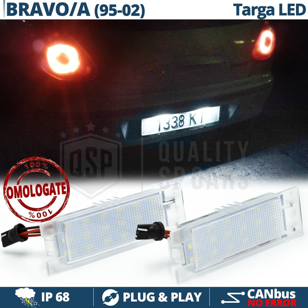 2 Luces de Matricula LED para FIAT BRAVO, BRAVA (95-02) | CANBUS 18 LED 6.500K BLANCO FRIO Plug & Play 2 Luces de Matricula LED para FIAT BRAVO, BRAVA (95-02) | CANBUS 18 LED 6.500K BLANCO FRIO Plug & Play