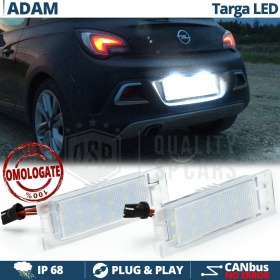 Luci Targa LED per OPEL ADAM (12-19) | Placchette Complete CANbus NO Errori | 18 LED Luce Potente BIANCO GHIACCIO