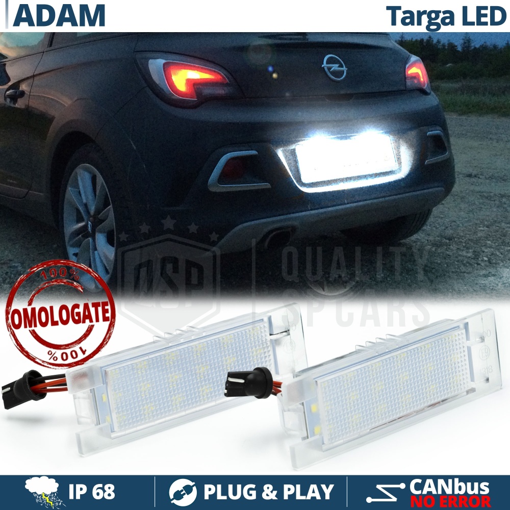 Luci Targa LED per OPEL ADAM (12-19) | Placchette Complete CANbus NO Errori | 18 LED Luce Potente BIANCO GHIACCIO Luci Targa LED per OPEL ADAM (12-19) | Placchette Complete CANbus NO Errori | 18 LED Luce Potente BIANCO GHIACCIO