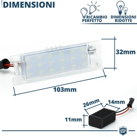 2 Luces de Matricula LED para OPEL CASCADA (13-19) | CANBUS 18 LED 6.500K BLANCO FRIO Plug & Play
