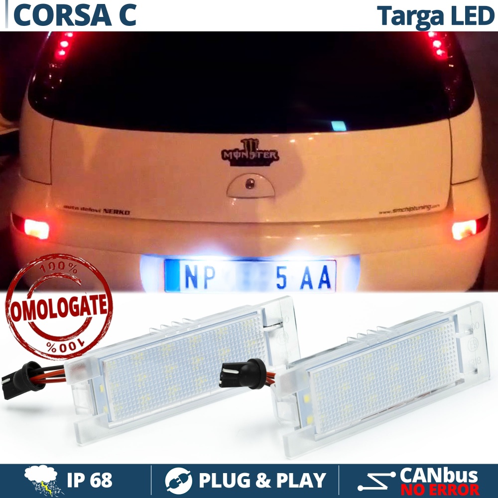 2 Luces de Matricula LED para OPEL CORSA C (00-06) | CANBUS 18 LED 6.500K BLANCO FRIO Plug & Play 2 Luces de Matricula LED para OPEL CORSA C (00-06) | CANBUS 18 LED 6.500K BLANCO FRIO Plug & Play