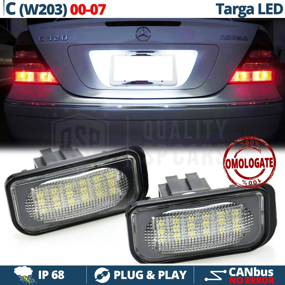 2 License Plate FULL LED for MERCEDES C Class W203 (00-07 | CANBUS 18 LEDS 6.500K White ICE Plug & Play 2 License Plate FULL LED for MERCEDES C Class W203 (00-07 | CANBUS 18 LEDS 6.500K White ICE Plug & Play