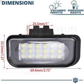 2 License Plate FULL LED for MERCEDES C Class W203 (00-07 | CANBUS 18 LEDS 6.500K White ICE Plug & Play