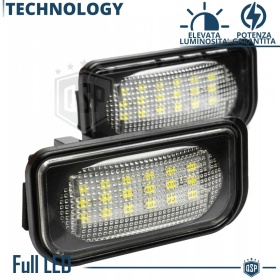 2 License Plate FULL LED for MERCEDES C Class W203 (00-07 | CANBUS 18 LEDS 6.500K White ICE Plug & Play