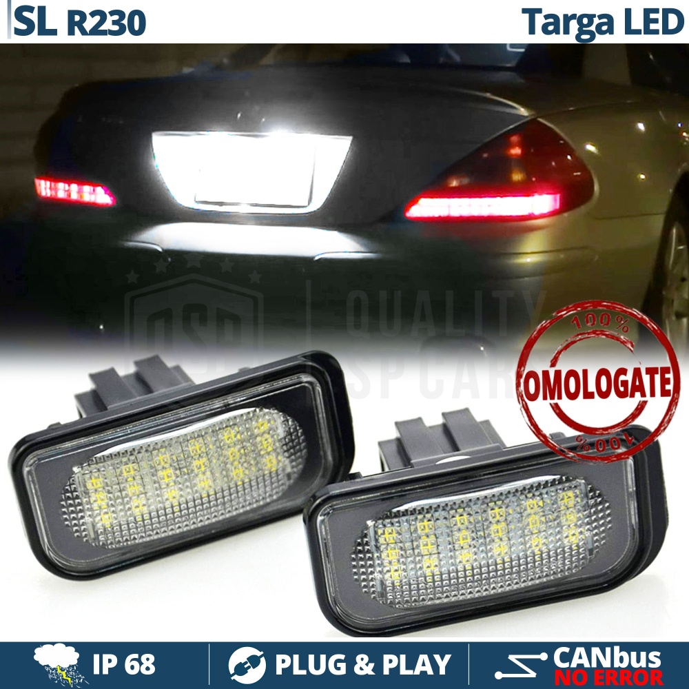 2 Luces de Matricula LED para MERCEDES Clase SL R230 (01-11) | CANBUS 18 LED 6.500K BLANCO FRIO Plug & Play 2 Luces de Matricula LED para MERCEDES Clase SL R230 (01-11) | CANBUS 18 LED 6.500K BLANCO FRIO Plug & Play