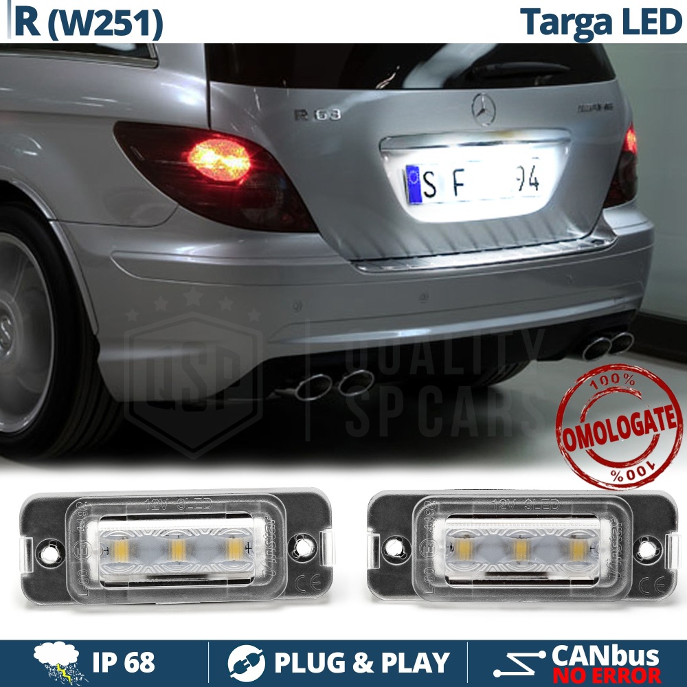 2 Luces de Matricula LED para MERCEDES CLASE R W251 (05-13) | CANBUS 18 LED 6.500K BLANCO FRIO Plug & Play 2 Luces de Matricula LED para MERCEDES CLASE R W251 (05-13) | CANBUS 18 LED 6.500K BLANCO FRIO Plug & Play