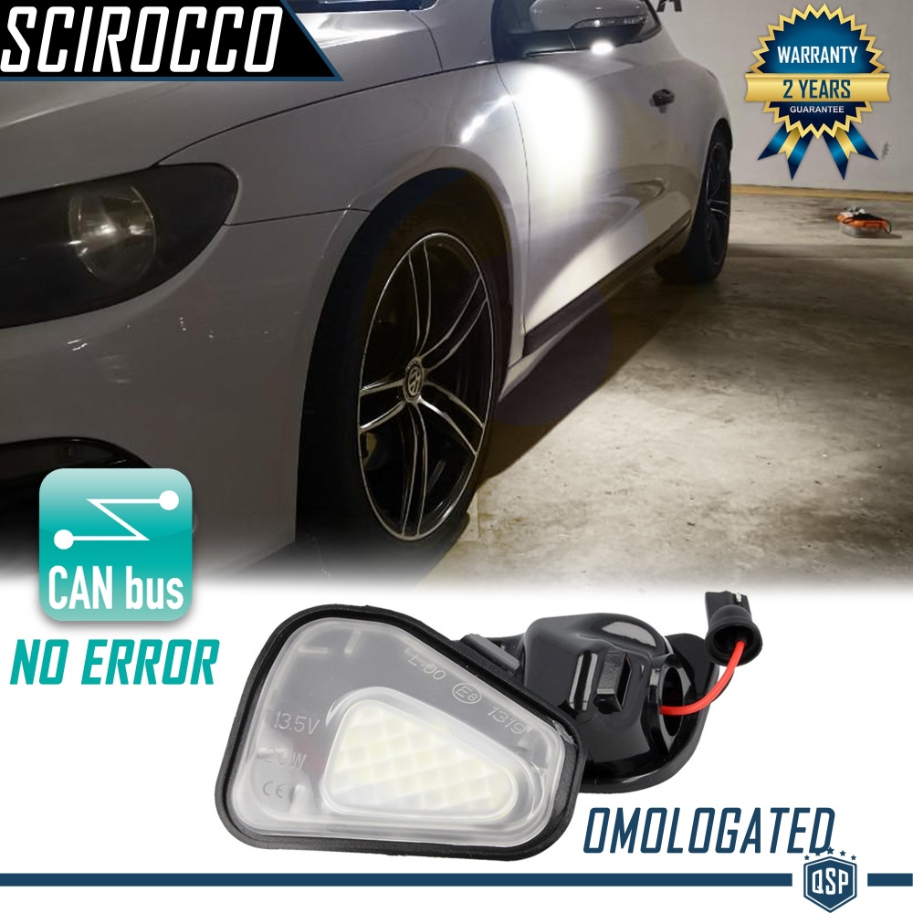 2 Éclairage SOUS MIROIR LED Lumières pour VW Scirocco (08-18) | CANBUS 6500K, Installation Facile