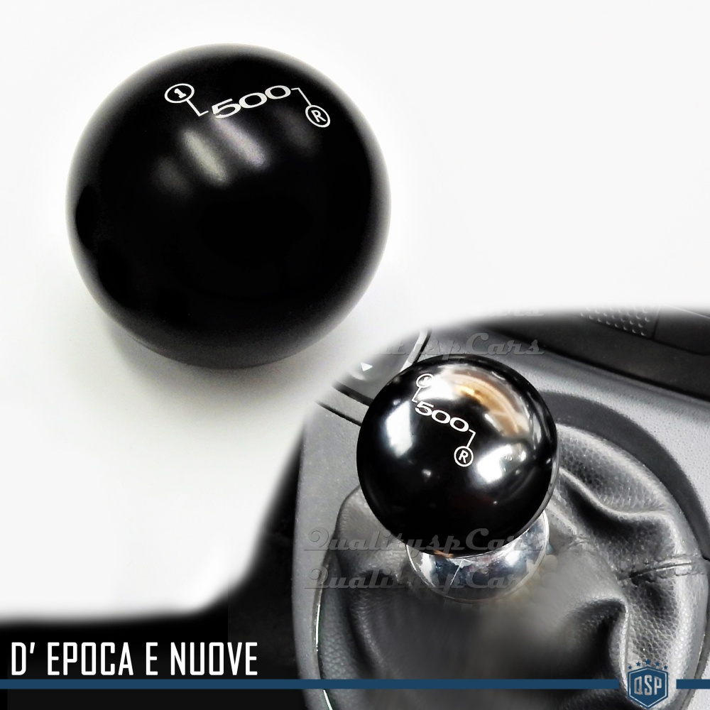Pomo Palanca de Cambio NEGRO para FIAT 500 Nueva y Antigua Universal en Acero Inoxidable Anotizado Pomo Palanca de Cambio NEGRO para FIAT 500 Nueva y Antigua Universal en Acero Inoxidable Anotizado