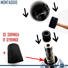 Pomo Palanca de Cambio NEGRO para FIAT 500 Nueva y Antigua Universal en Acero Inoxidable Anotizado