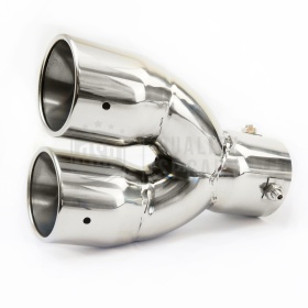 Tubo Doble de ESCAPE Coche Universal en ACERO inoxidable | Redondo, Silenciador Max Ø 76 MM